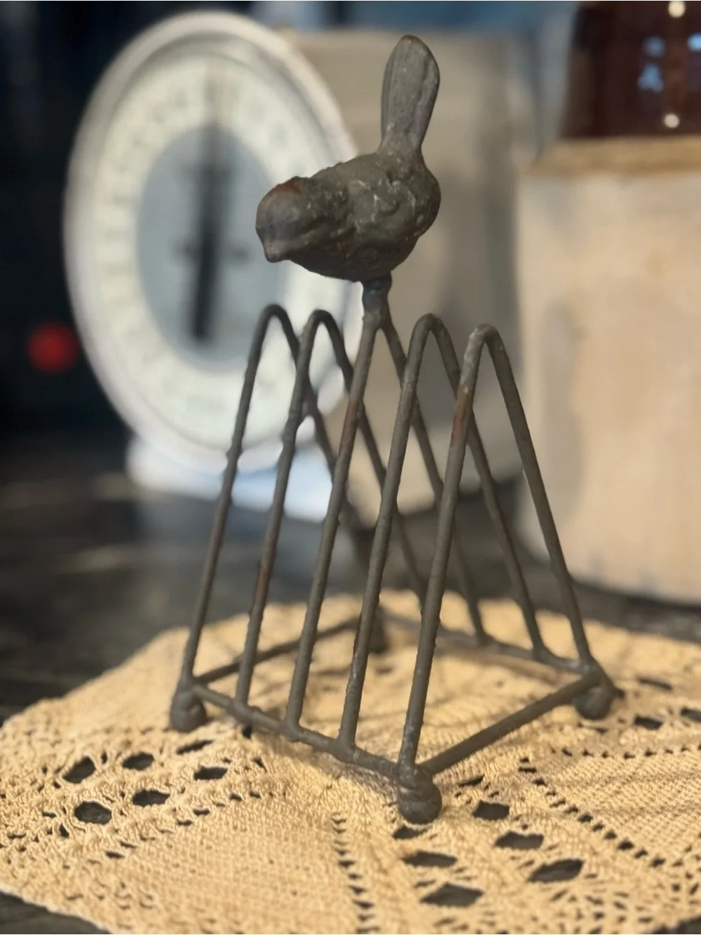 Vintage Wrought Iron Bird Butter Pat Holder Primitive Farmhouse Display
